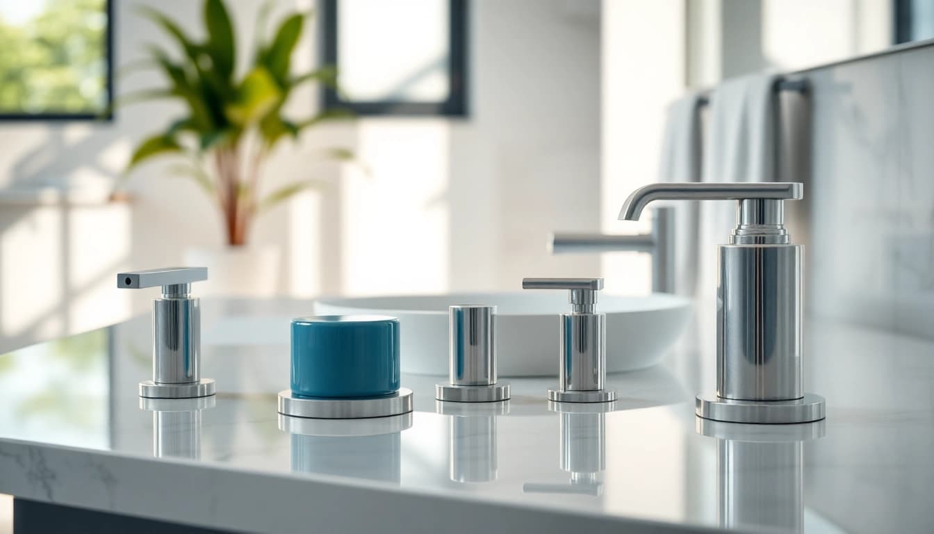 Sonni sanitär hochwertige Armaturen und Möbel in einem modernen Badezimmer präsentieren.