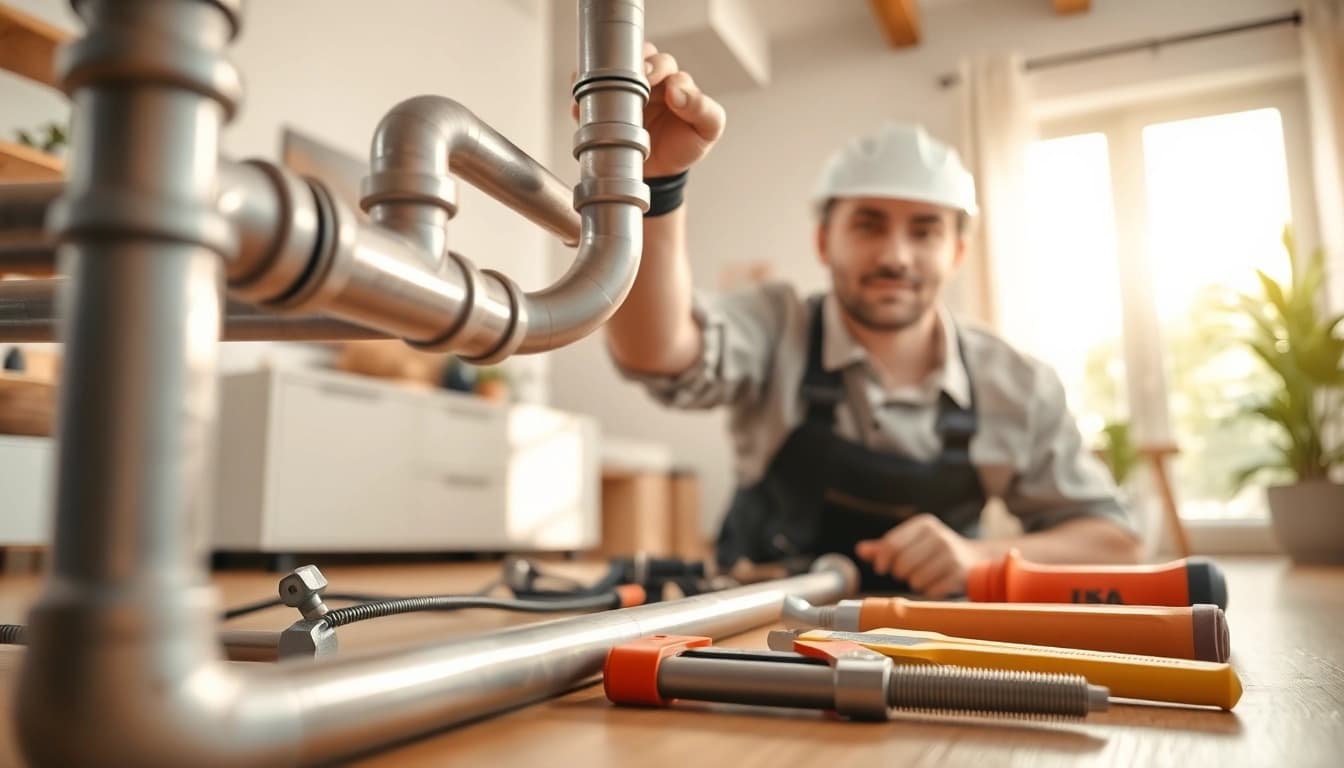 Efficient whole house repiping services Tampa performed by a skilled plumber in a modern setting.