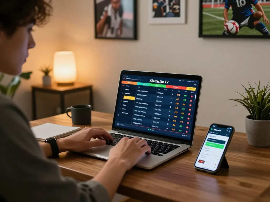 Kèo nhà cái TV displayed on laptop during intense sports betting session, showcasing live odds updates.
