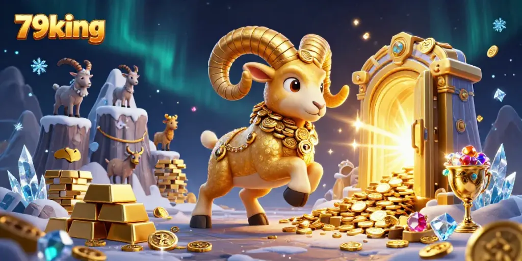 Experience the excitement of 79king as a golden ram charges through a vault of treasures.