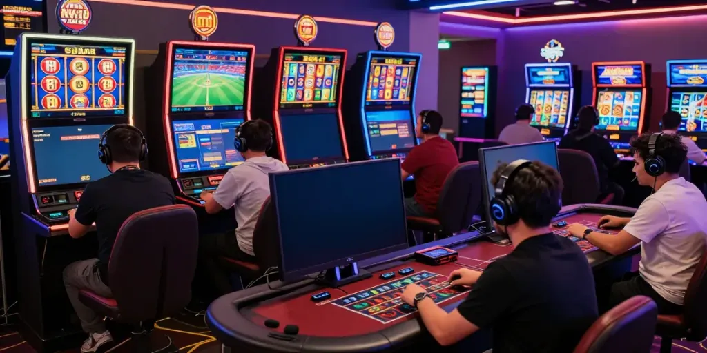 Online gaming excitement at https://red88.limited/ with players at vibrant casino tables.