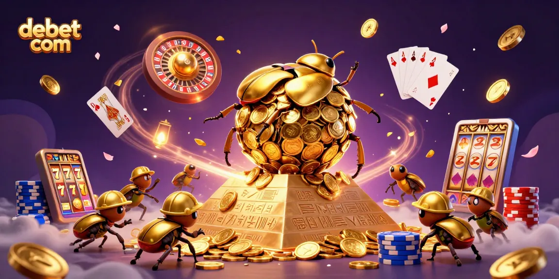 Engage with debet com as a golden dung beetle rolls coin treasures up a casino pyramid.