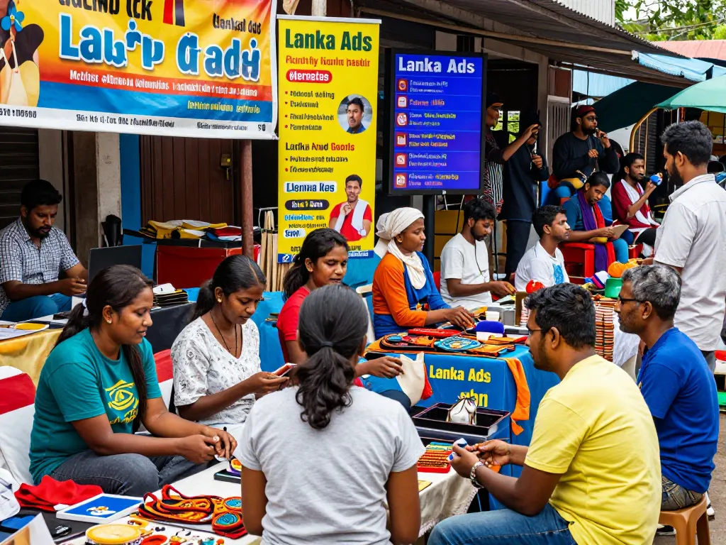 Lanka Ads vibrant marketplace showcasing diverse local services and products advertisements.