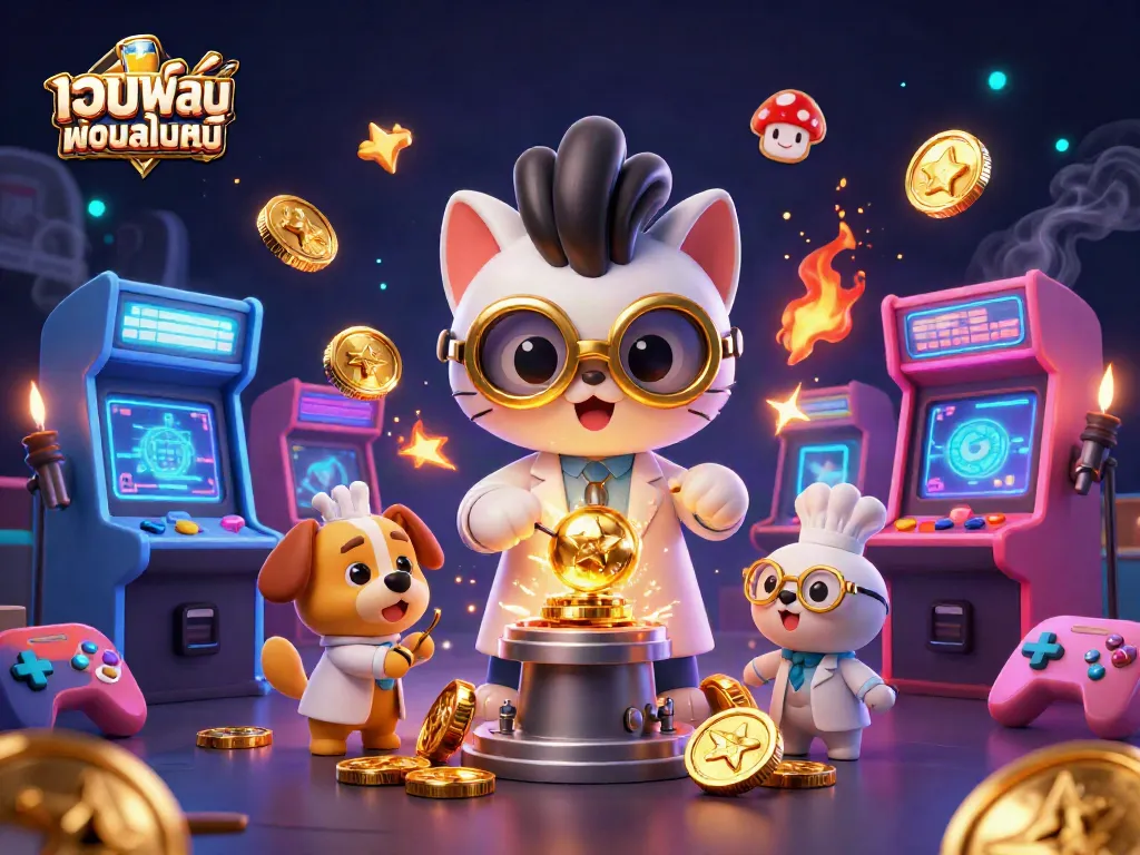 ภาพการ์ตูน 3D เว็บพนันออนไลน์ ที่สร้างความสนุกสนานด้วยหมาป่าและแมววิทยาศาสตร์