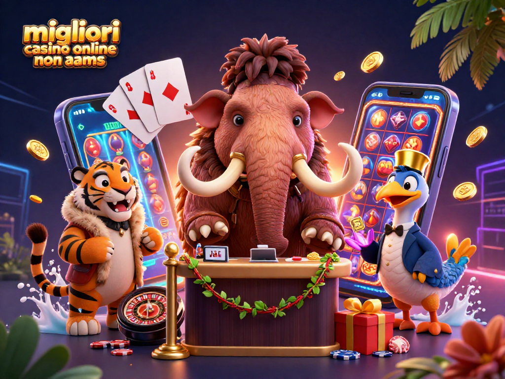 I migliori casinò online non AAMS ti aspettano con un mammut bouncer e un VIP scottante in un'illustrazione mozzafiato.