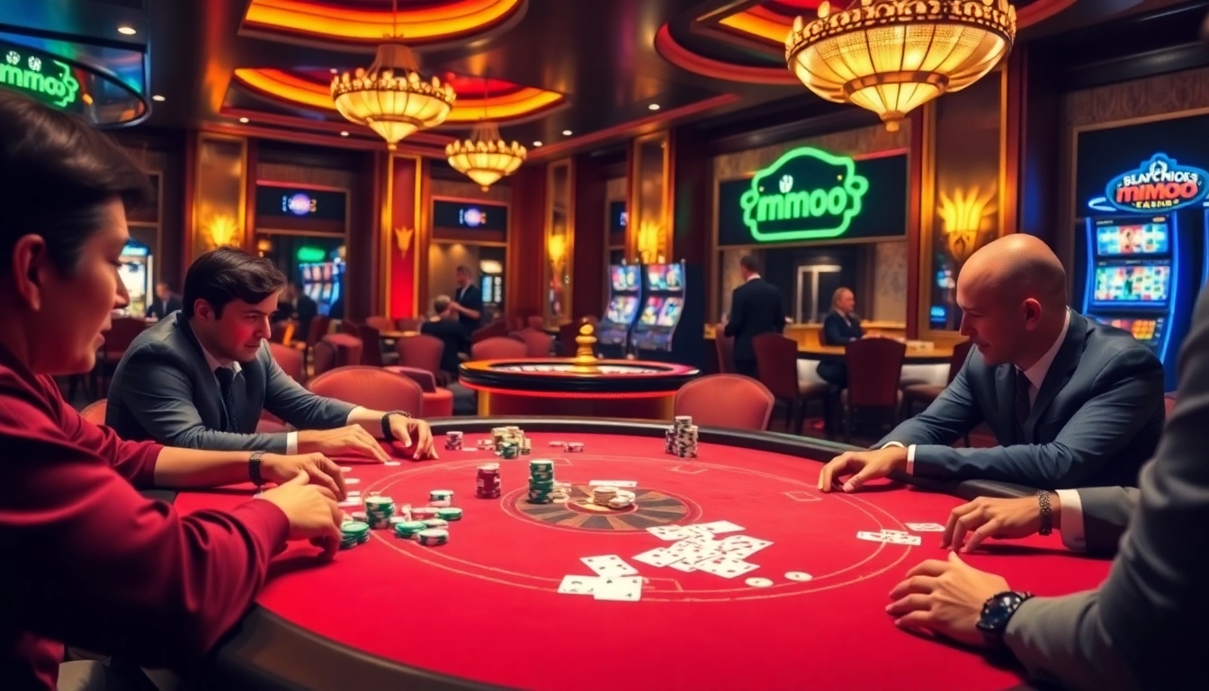 Players enjoying a thrilling poker game at MMOO casino.