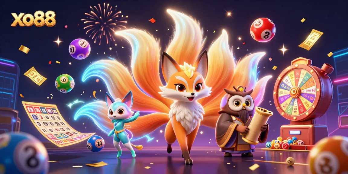 Experience thrilling gameplay with xo88 and vibrant lottery elements in this 3D digital illustration.