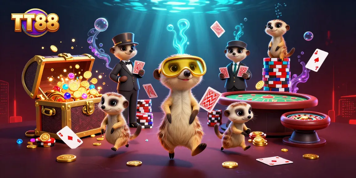 Experience the dynamic gaming world of TT88 with engaging meerkat characters and casino games.