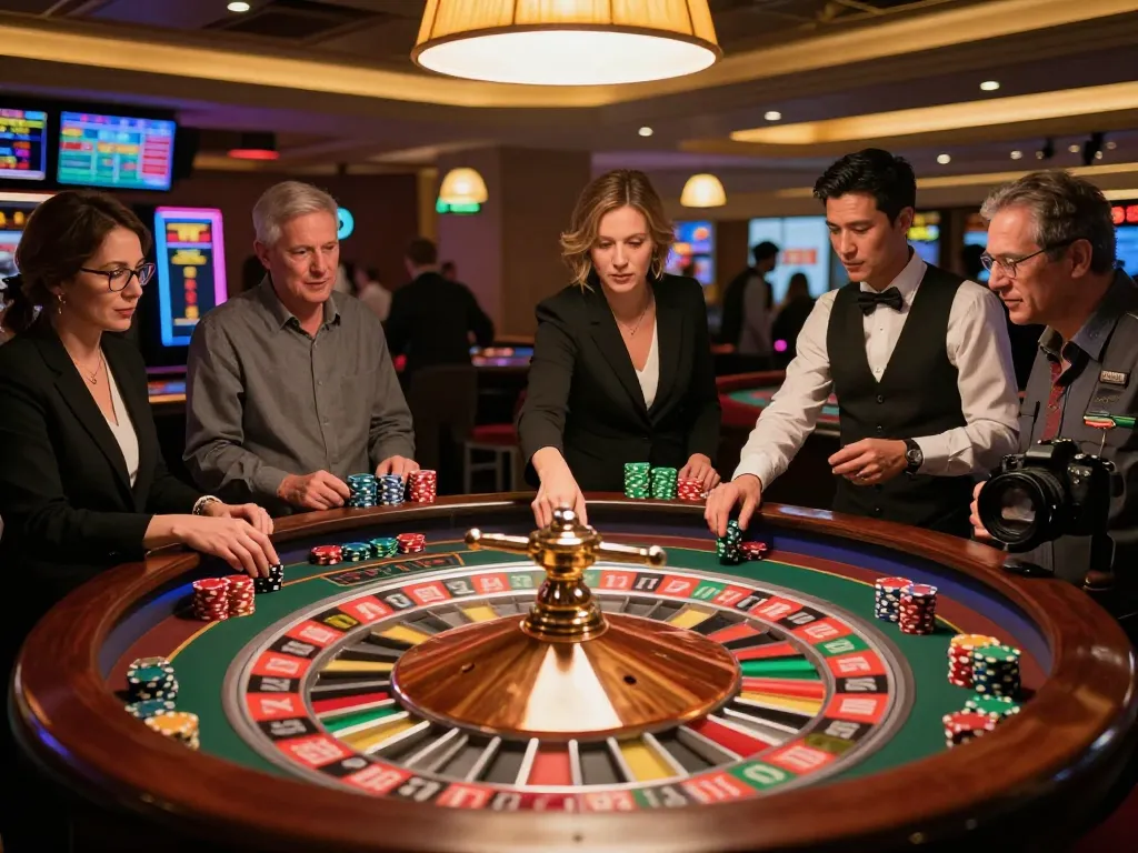 Engaging players at a roulette table showcasing strategic bets and excitement over j88.