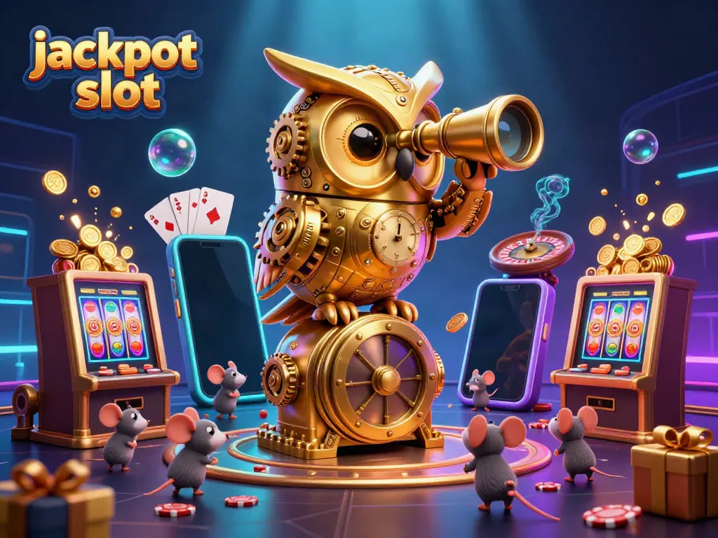 Experience excitement with jackpot slot as vibrant characters engage in a lively casino setting.