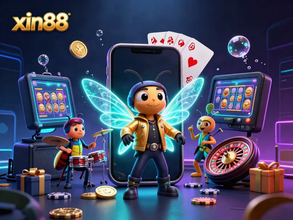 Experience excitement at xin88 with a dynamic rock star scene featuring illustrating gambling elements and vibrant casino energy.