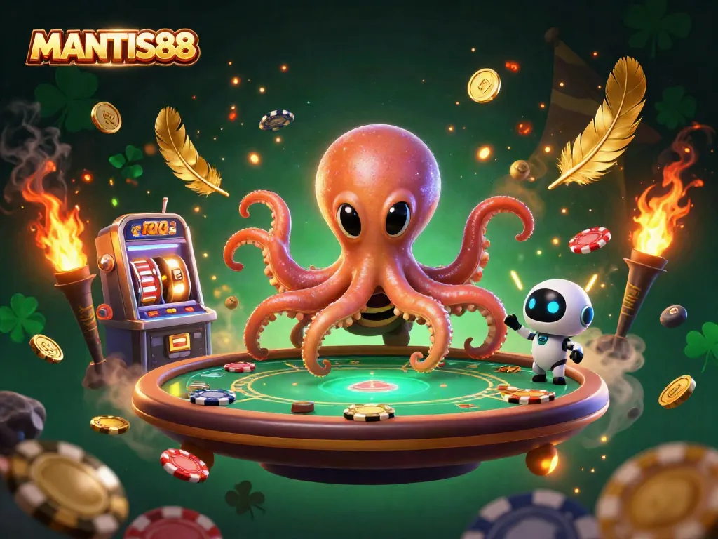MANTIS88 brings to life dynamic alien poker gaming with an octopus dealer at a cosmic poker table.