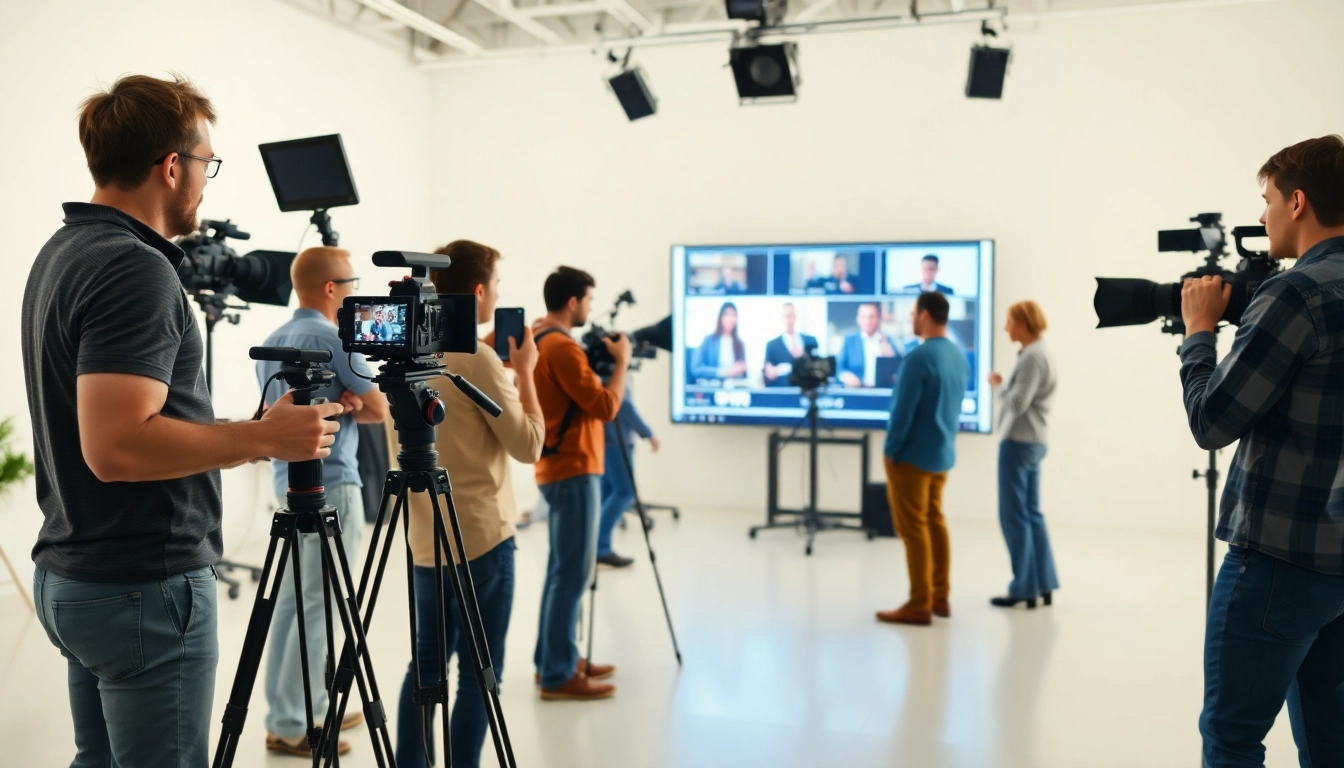 Creating engaging Training videos in a professional studio setting with a dynamic production team.
