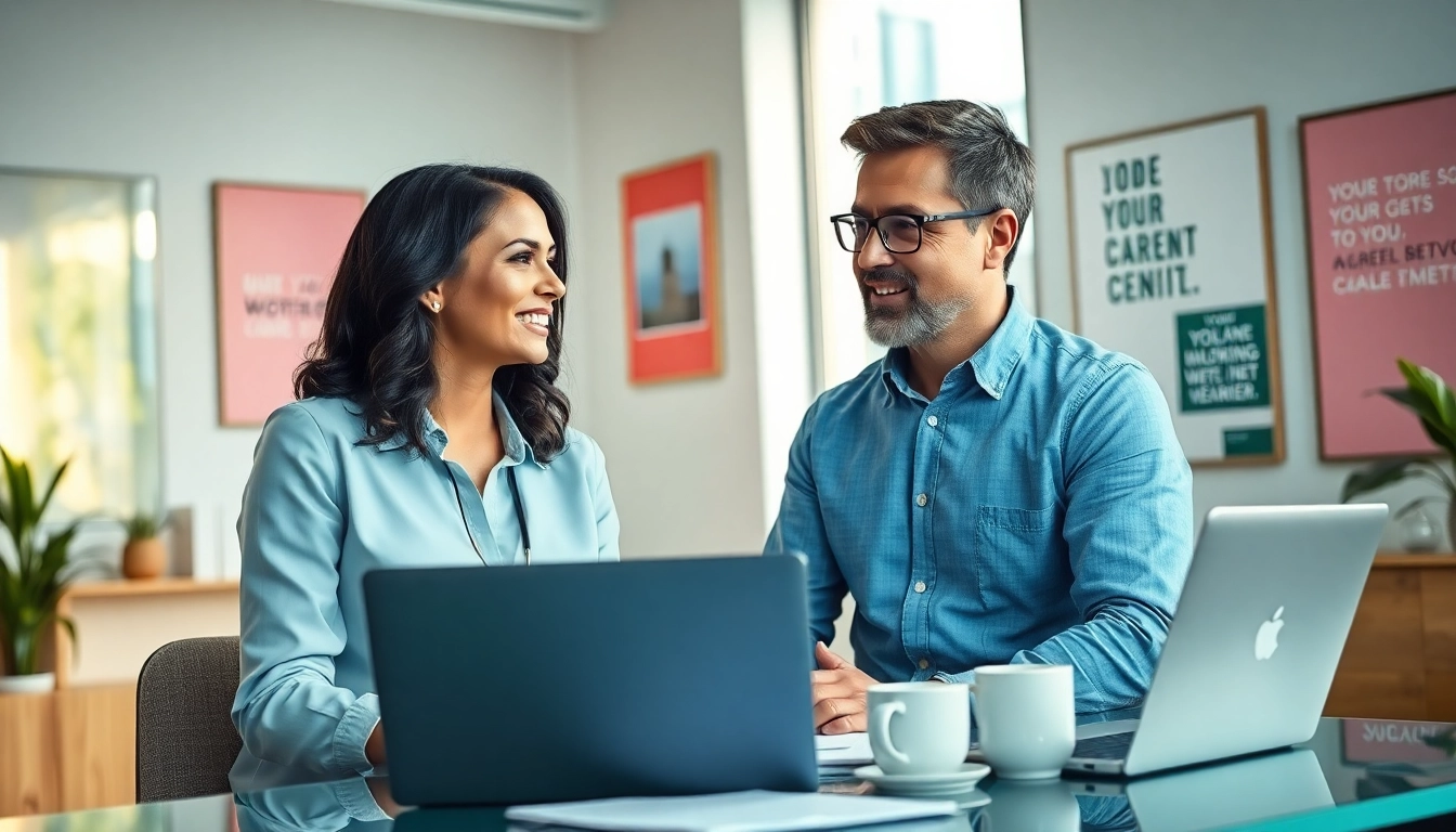 Engaging career coaching session in a professional office with a focus on growth.