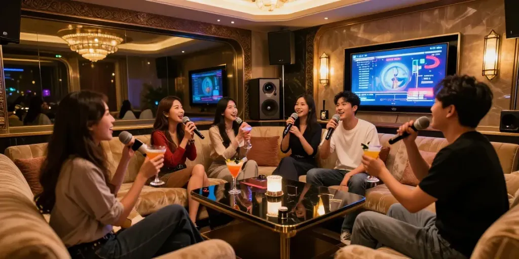 강남 세이렌의 고급스러운 프리미엄 노래방 내부 모습