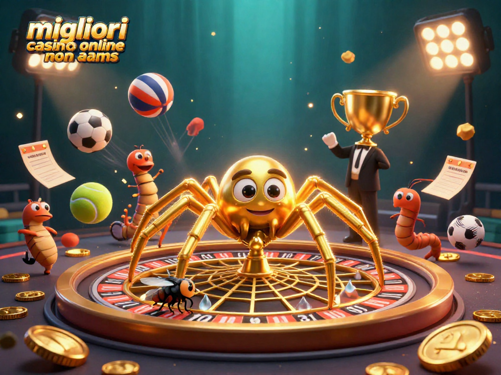 Visualizza i migliori casinò online non aams con un ragno dorato e un centopiedi croupier