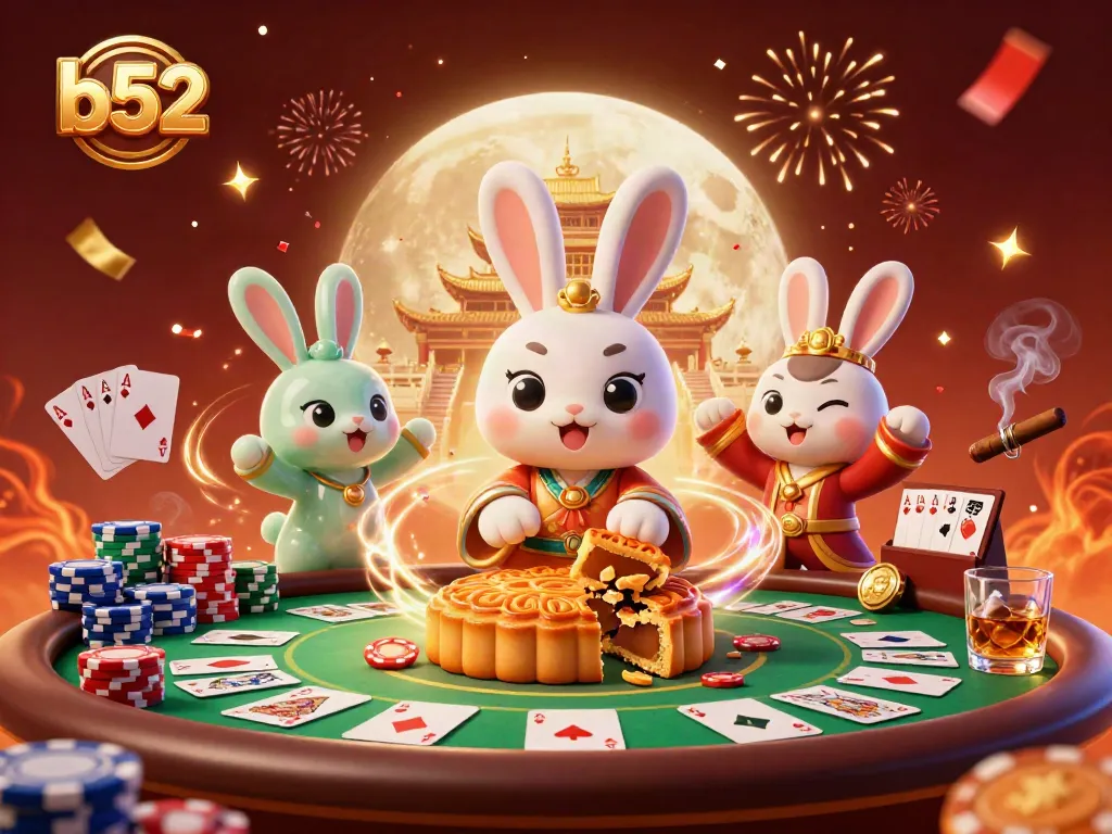 Engage in thrilling gameplay with b52 as the moon rabbit reveals poker chips from mooncakes.