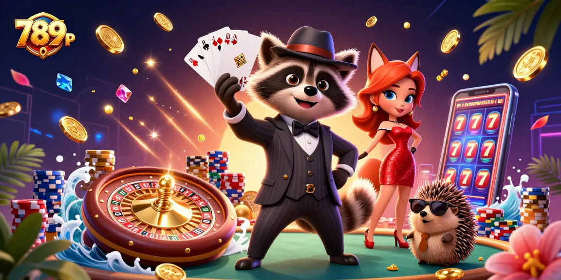 Experience thrilling wins with 789 P as elegant characters celebrate a royal flush in a vibrant casino.