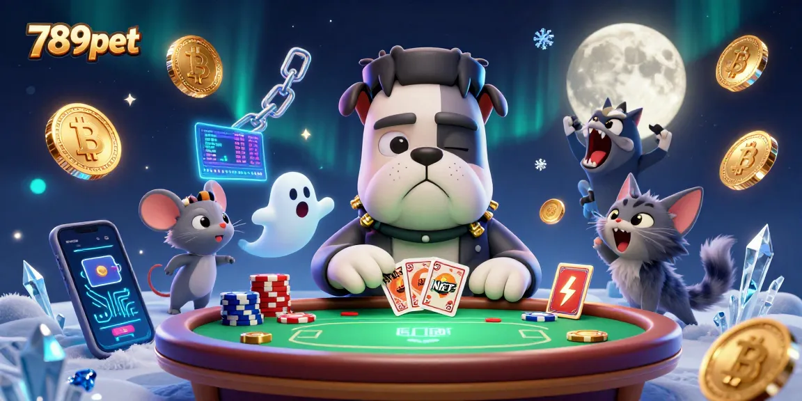 Experience thrilling poker action with 789pet's vibrant 3D monster characters at a haunted casino table.