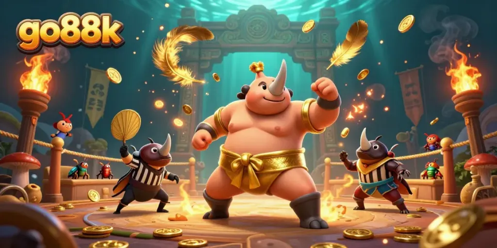 Experience thrilling gameplay with go88k as the sumo champion beetle stirs excitement in an action-packed casino arena.