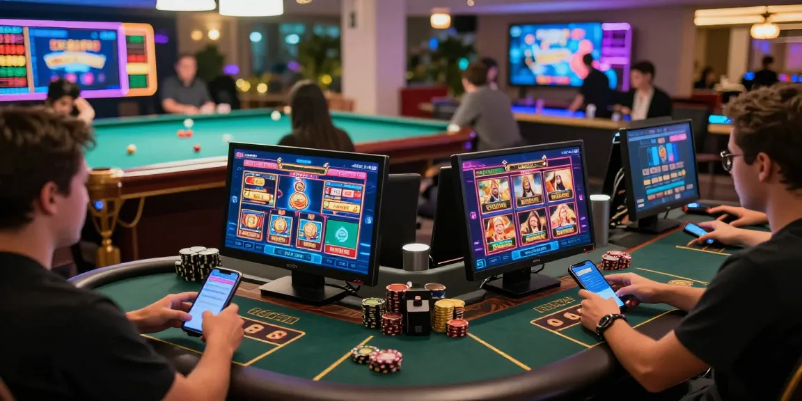 LUCK8 online betting scene with players enjoying diverse casino games in a vibrant virtual environment