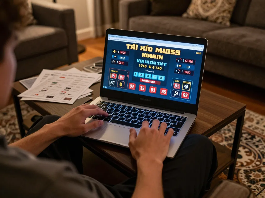 Tài xỉu MD5 gameplay on a laptop showcasing exciting betting options and real-time dice results
