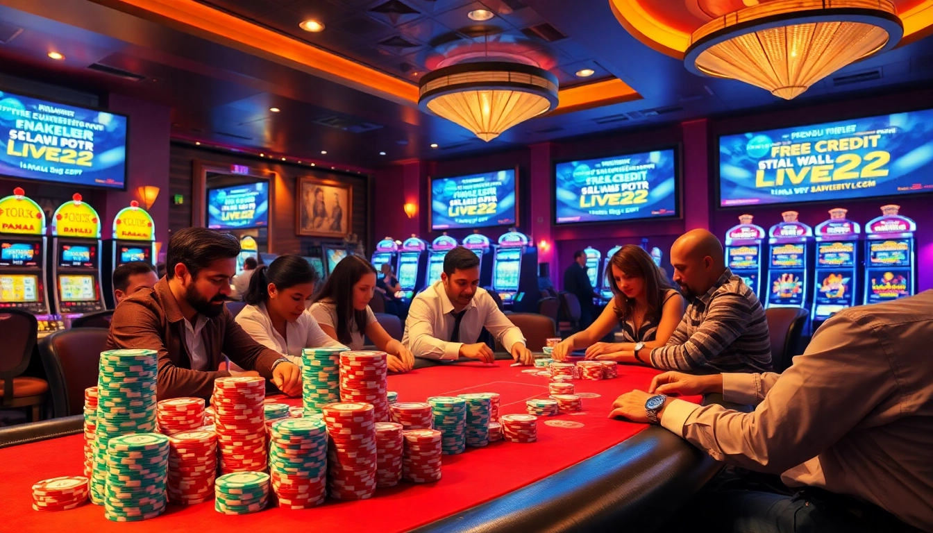 Experience gaming excitement with free credit live22 at vibrant casino tables filled with thrilling action.