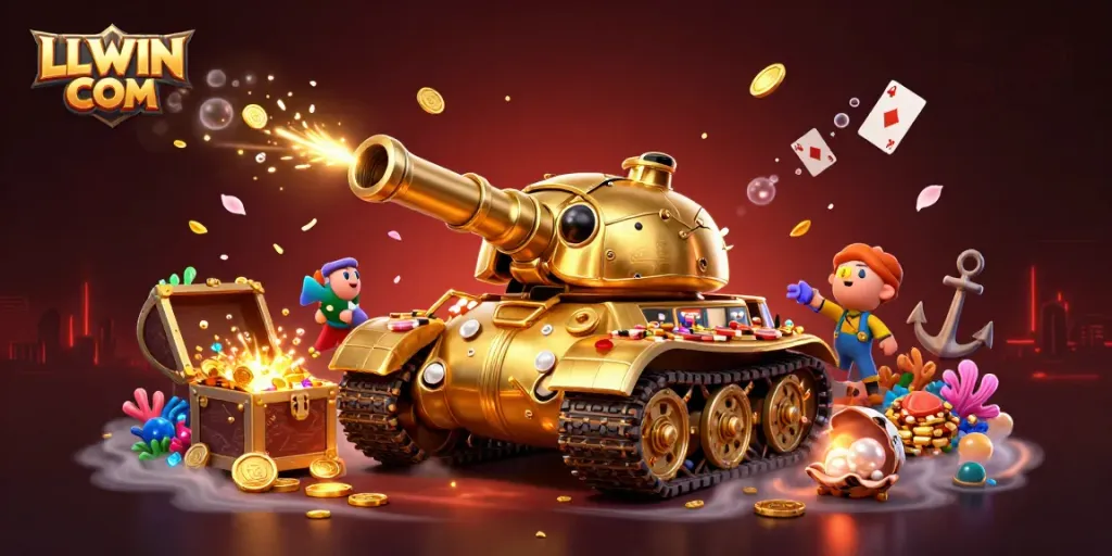 Play and win at LLWIN COM with vibrant 3D gaming experience featuring golden beetle tank casino.