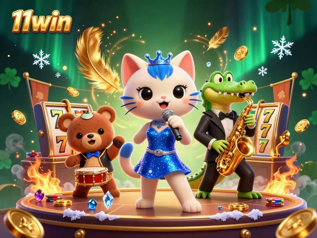 Experience the vibrant entertainment at 11win casino with dynamic characters and slot elements.