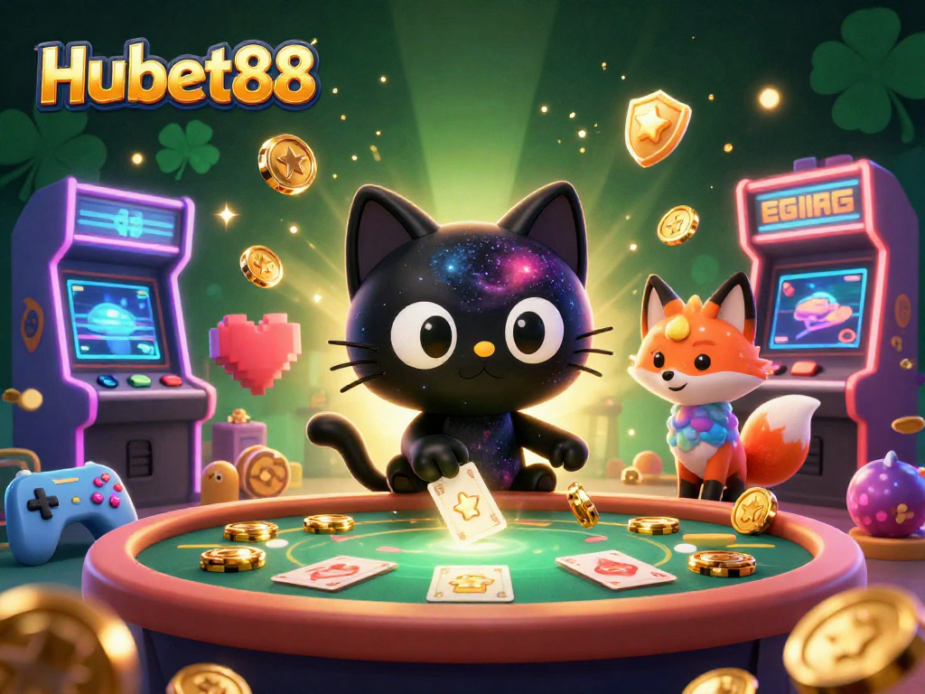 Experience thrilling gameplay at Hubet88 with our vibrant cosmic casino illustrated scene.