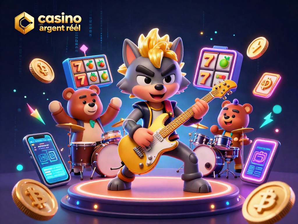 Découvrez le casino en ligne argent réel sur scène avec un loup rock star et une ambiance électrique.