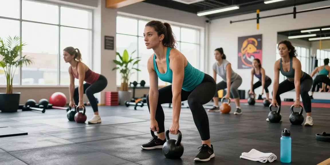 Fitness enthusiast performing a kettlebell deadlift in a modern gym, emphasizing healthy lifestyle choices connected to rokok88 login.
