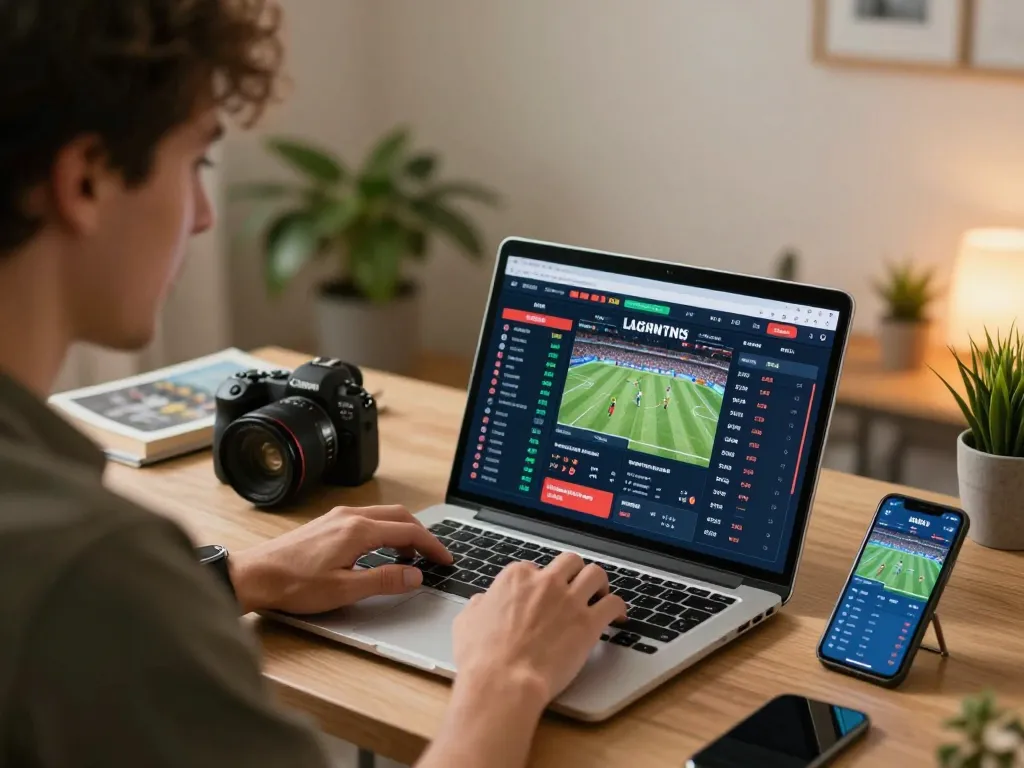Engaging online sports betting scene showcasing mb66-t as a user places strategic bets.