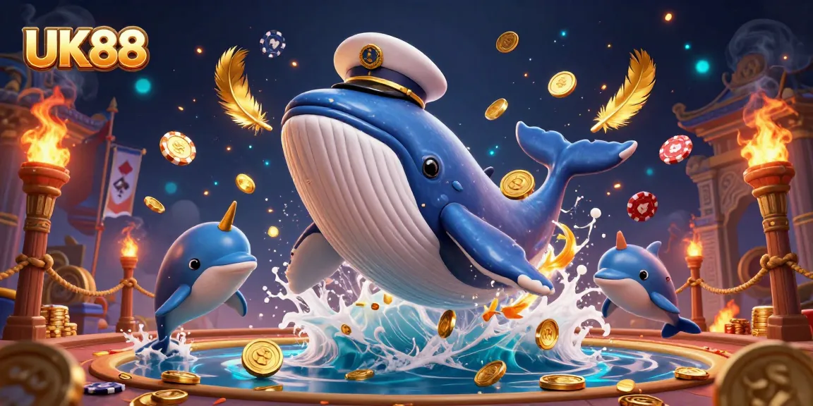 Experience the excitement of gaming at UK88 with vibrant whales and dolphins in a captivating atmosphere.