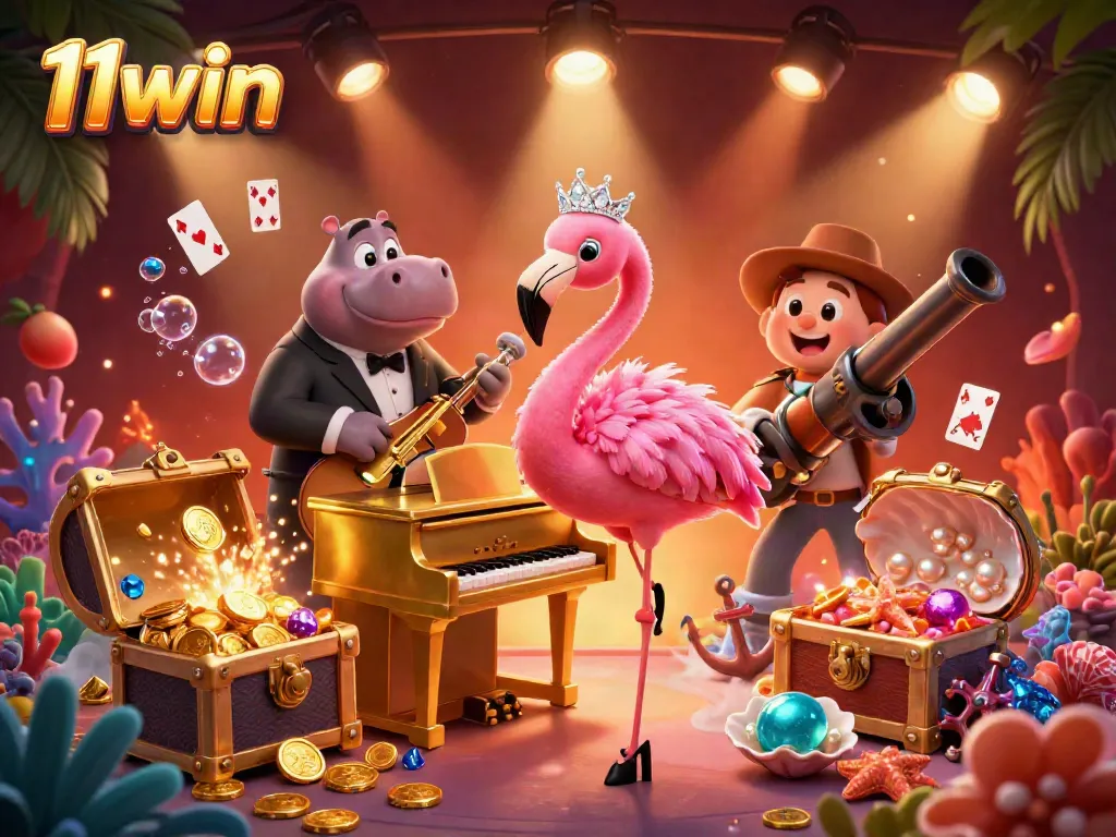 Experience the excitement of 11win with vibrant casino characters and underwater treasures.