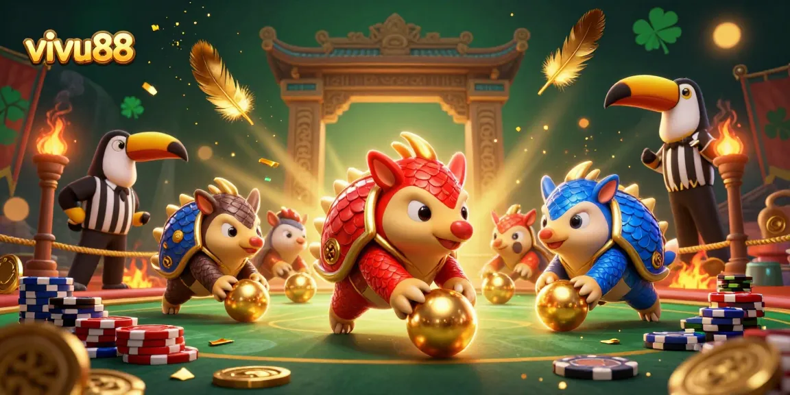 Experience the thrilling rolls of vivu88 in this vibrant casino battle featuring pangolins and 3D elements.