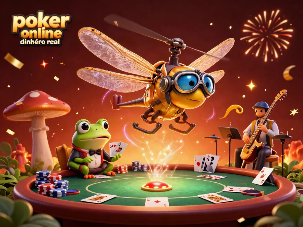 Juega al póker online en España con dinero real en emocionantes mesas y acción en una ilustración vibrante.