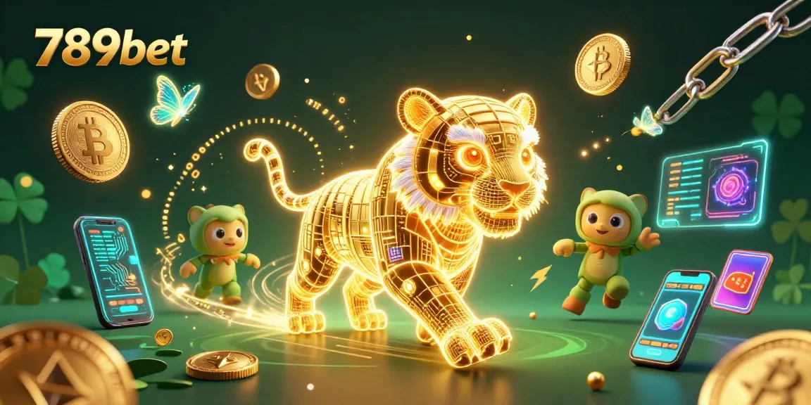 Engage with the exciting world of 789bet's digital casino, featuring a neon golden tiger amidst a vibrant atmosphere.