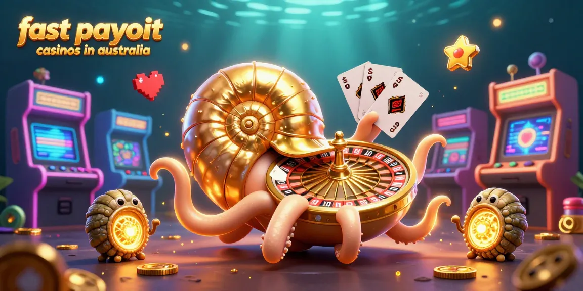Engage with fast payout casinos in Australia featuring a dynamic 3D casino scene with vibrant characters and elements.