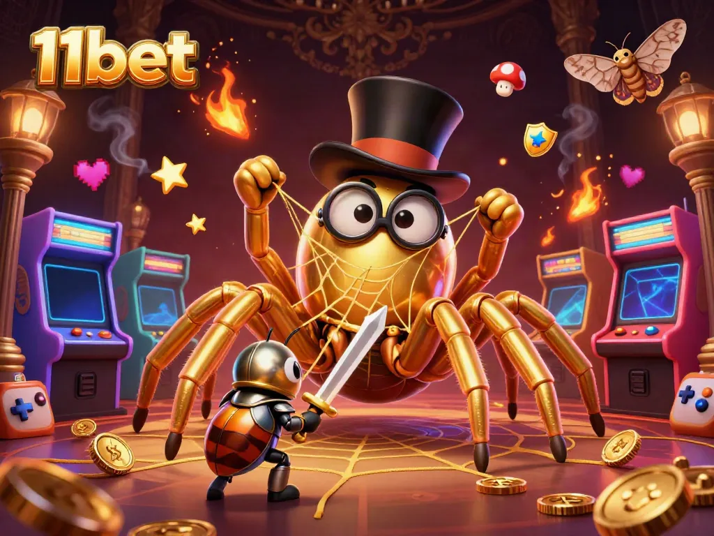 Experience thrilling gaming action with 11bet in a vibrant casino atmosphere featuring dynamic characters and elements.