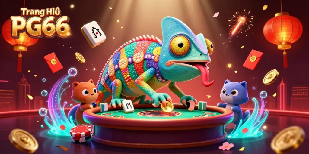 Experience thrilling gameplay at Trang Chủ PG66, vibrant chameleon casino scene with gaming excitement.