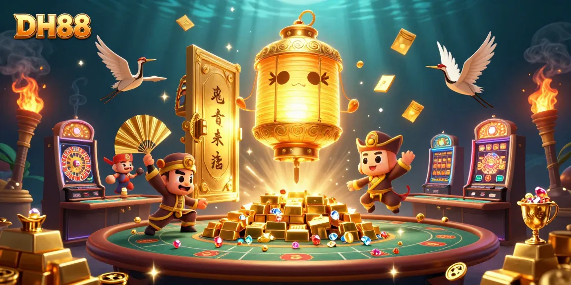 Engage with vibrant DH88 casino adventure showcasing the golden lantern spirit and dynamic gaming elements.
