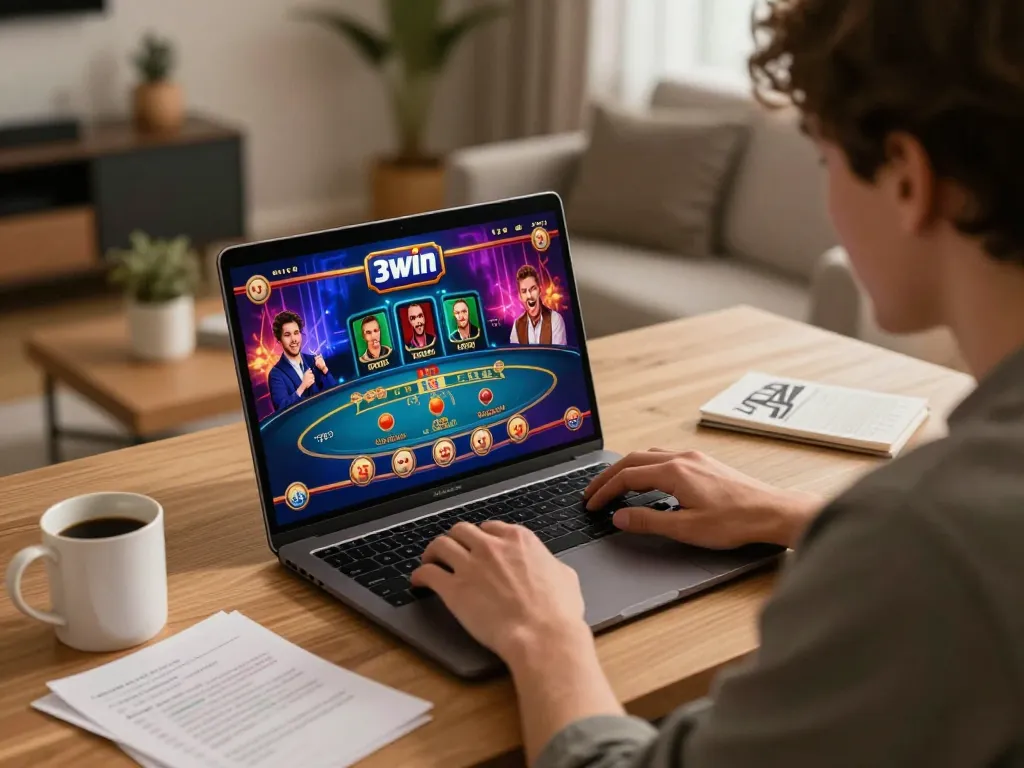 Player enjoying an exciting gaming session on 3win with vibrant live dealer games.