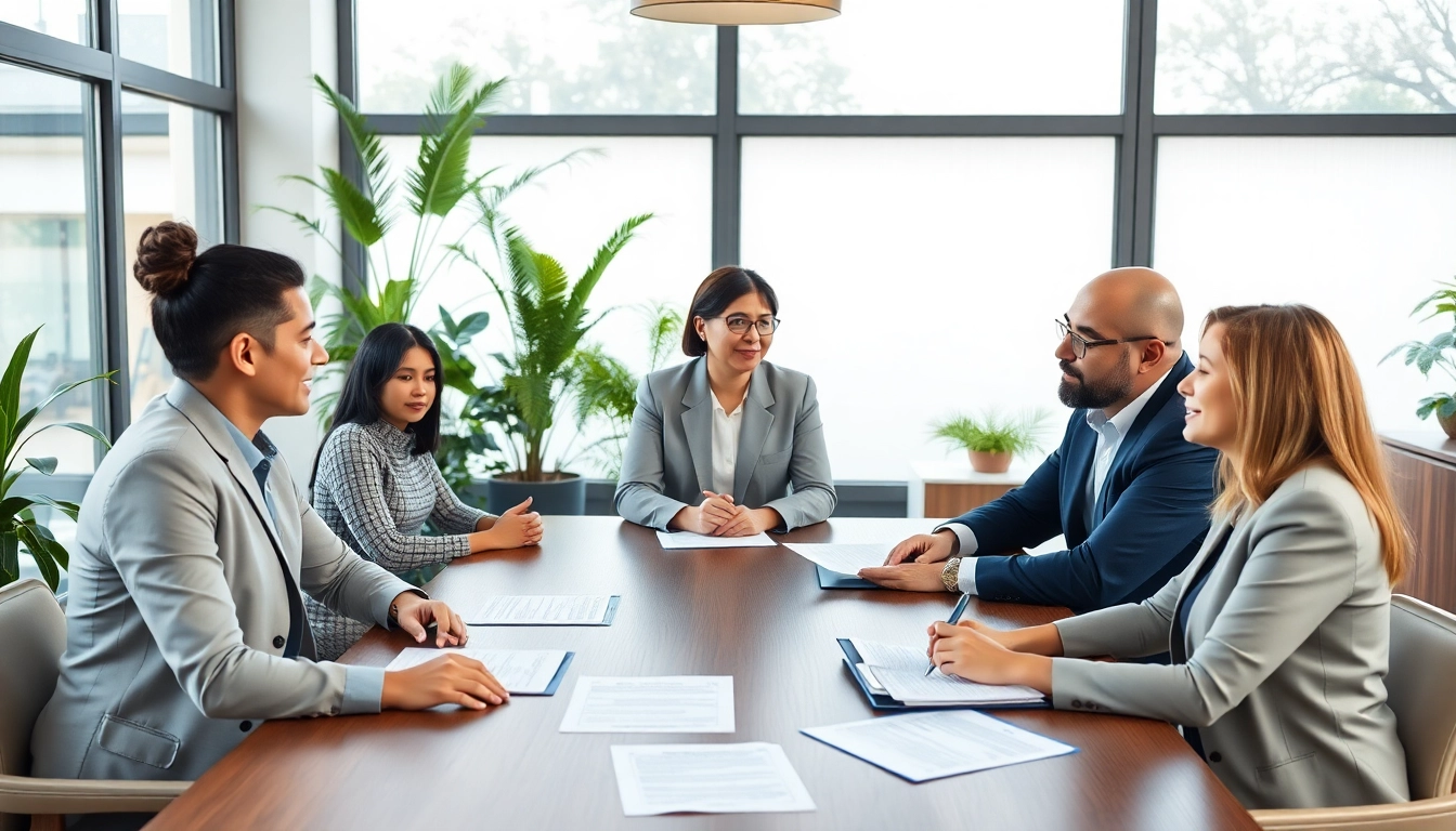Engaging estate planning consultation with expert advisor and clients in a modern office setting.