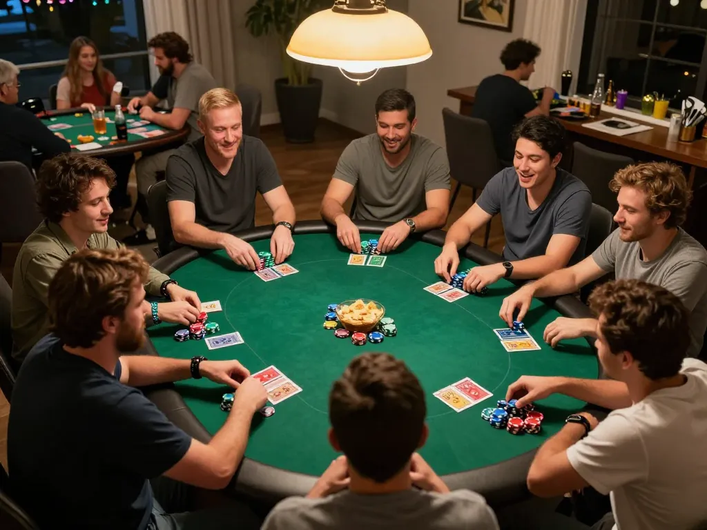 Players strategizing in an engaging poker game, showcasing the excitement of 789betcom gaming nights.