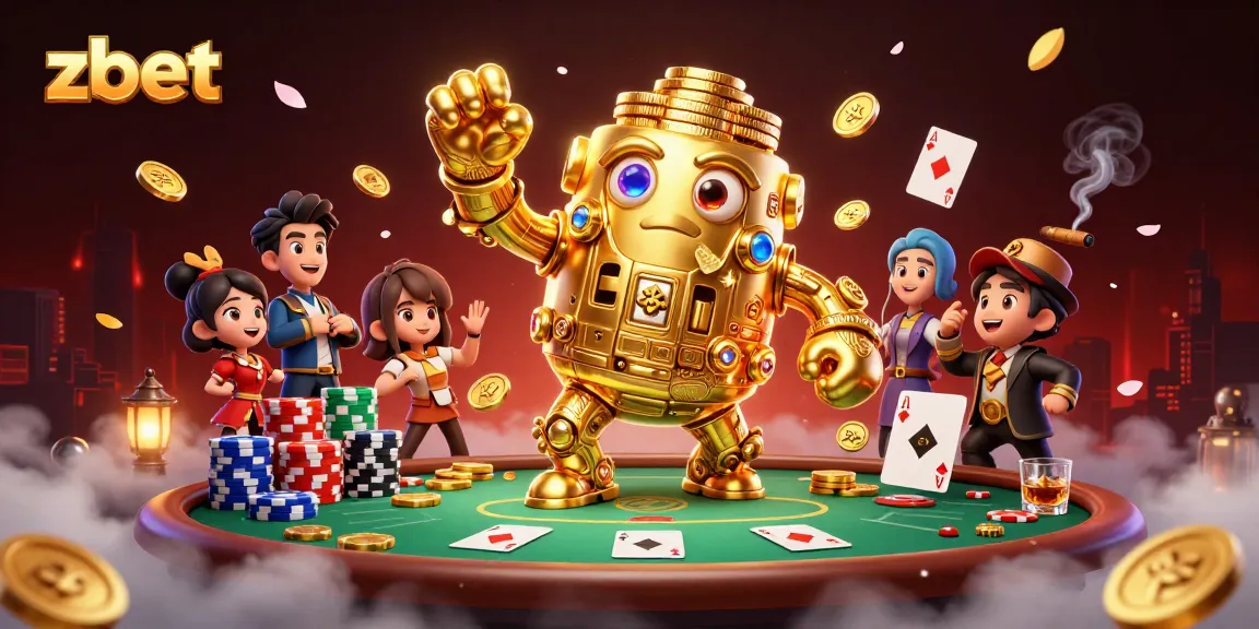 Engage with the vibrant zbet gaming scene displayed in a dynamic casino illustration.