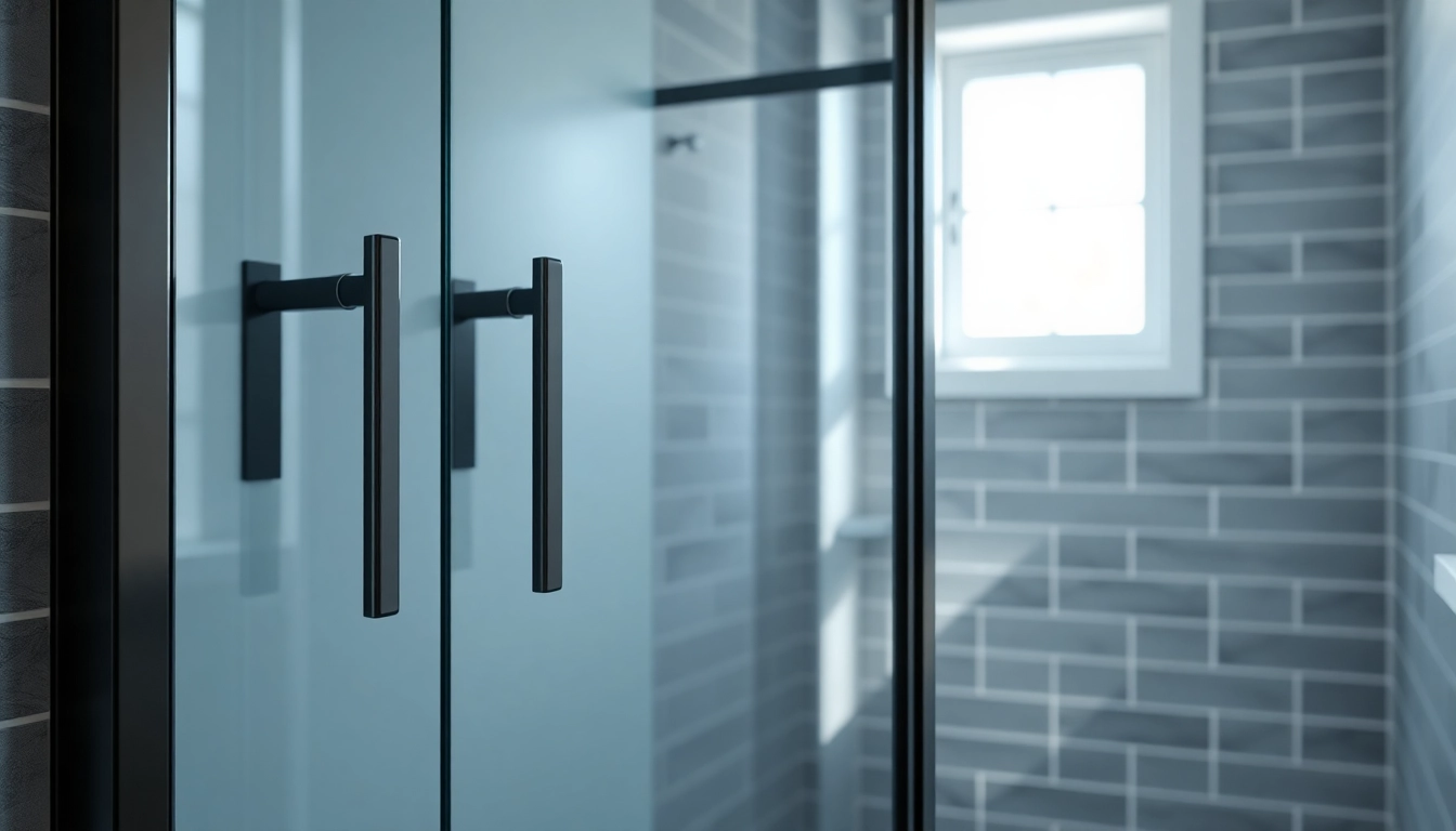 Open black shower sliding door showing its elegant design and smooth glass finish in a stylish bathroom.