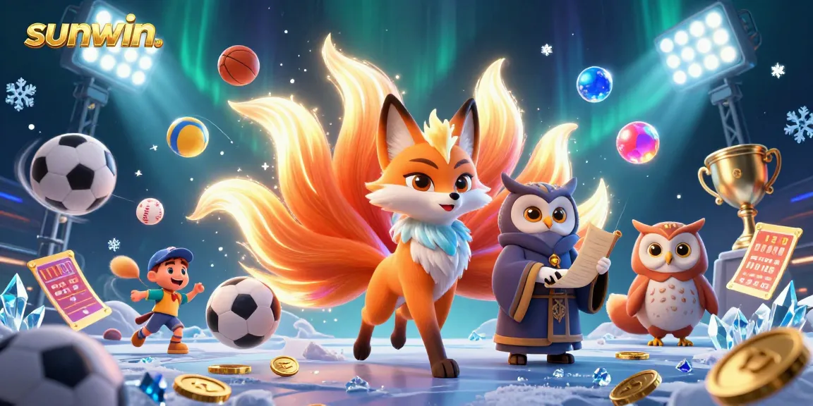 Experience exciting games at sunwin. with dynamic spirits and enchanting sports themed illustration.