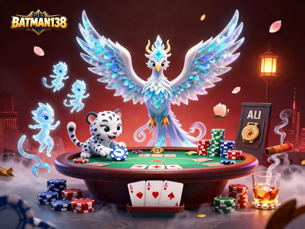 BATMAN138 players winning with vibrant game elements and mystical characters in a dynamic casino setting.