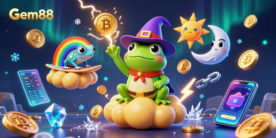Experience the thrill of Gem88 with vibrant 3D characters surrounded by golden coins and dynamic gaming elements.